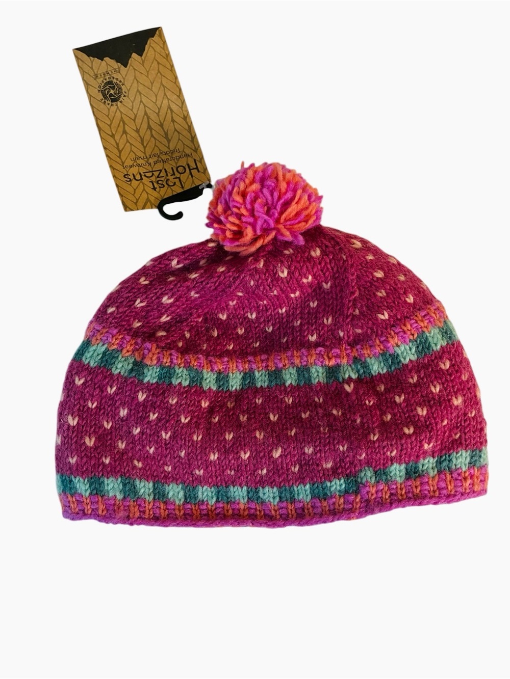 Lost Horizons handcrafted rosette wool beanie hat - Picture 2 of 3